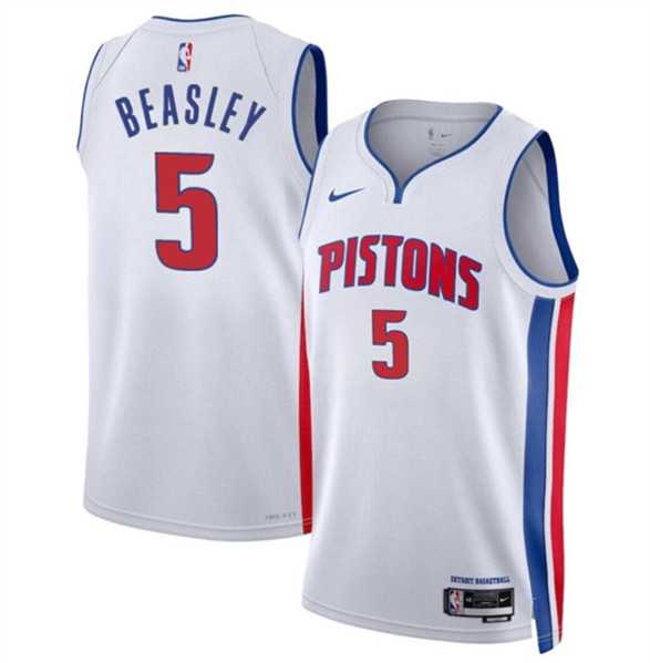 Mens Detroit Pistons #5 Malik Beasley White 2024 Association Edition Stitched Jersey Dzhi